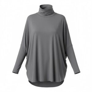 Vince Women's Turtleneck Top Gray  XS Dolman Micro Modal Long Sleeve Relaxed Fit